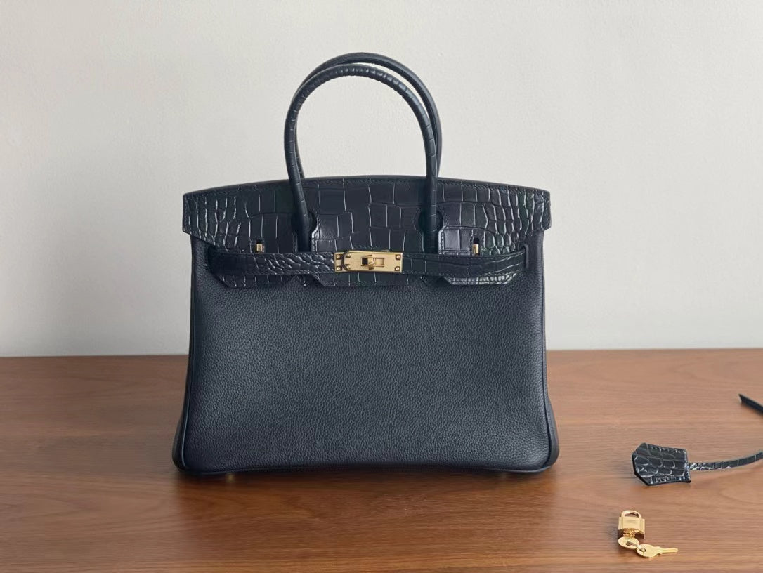 SOFIA BAG CUIR GRAINÉ / CROCO BLACK