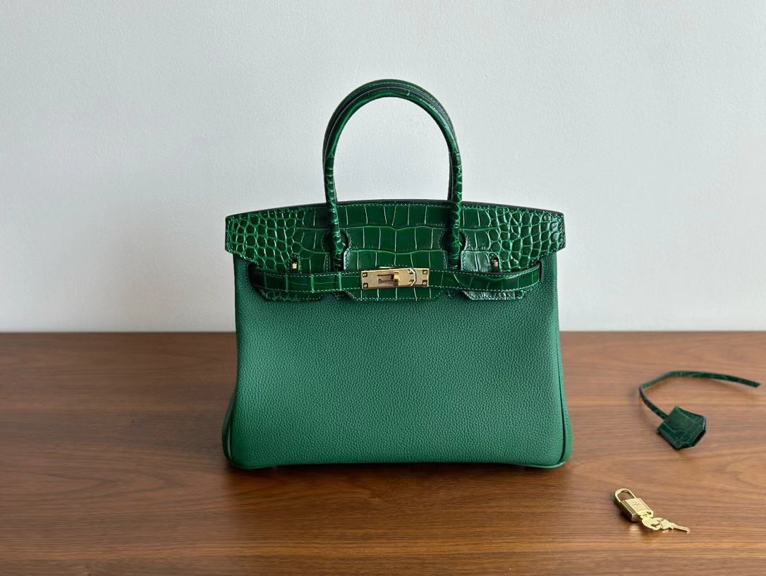 SOFIA BAG CUIR GRAINÉ / CROCO DARK GREEN