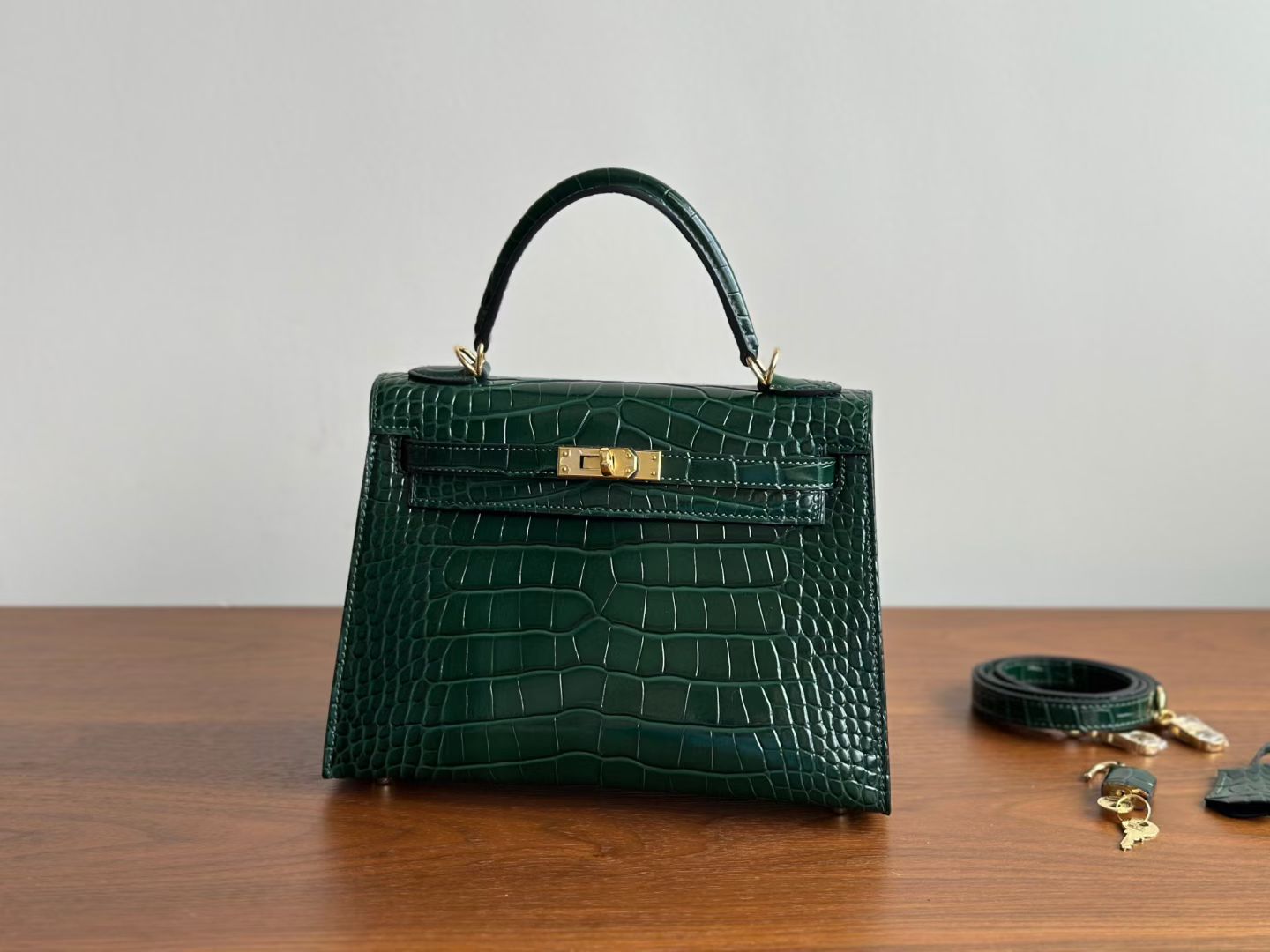 SELMA BAG CROCO DARK GREEN